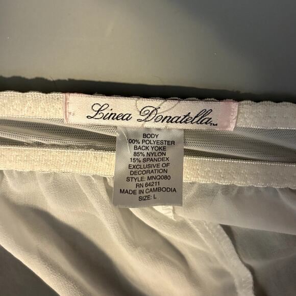 Linea Donatella Sheer Beaded Babydoll Mini Dress White Size Large Romantic - Picture 3 of 3